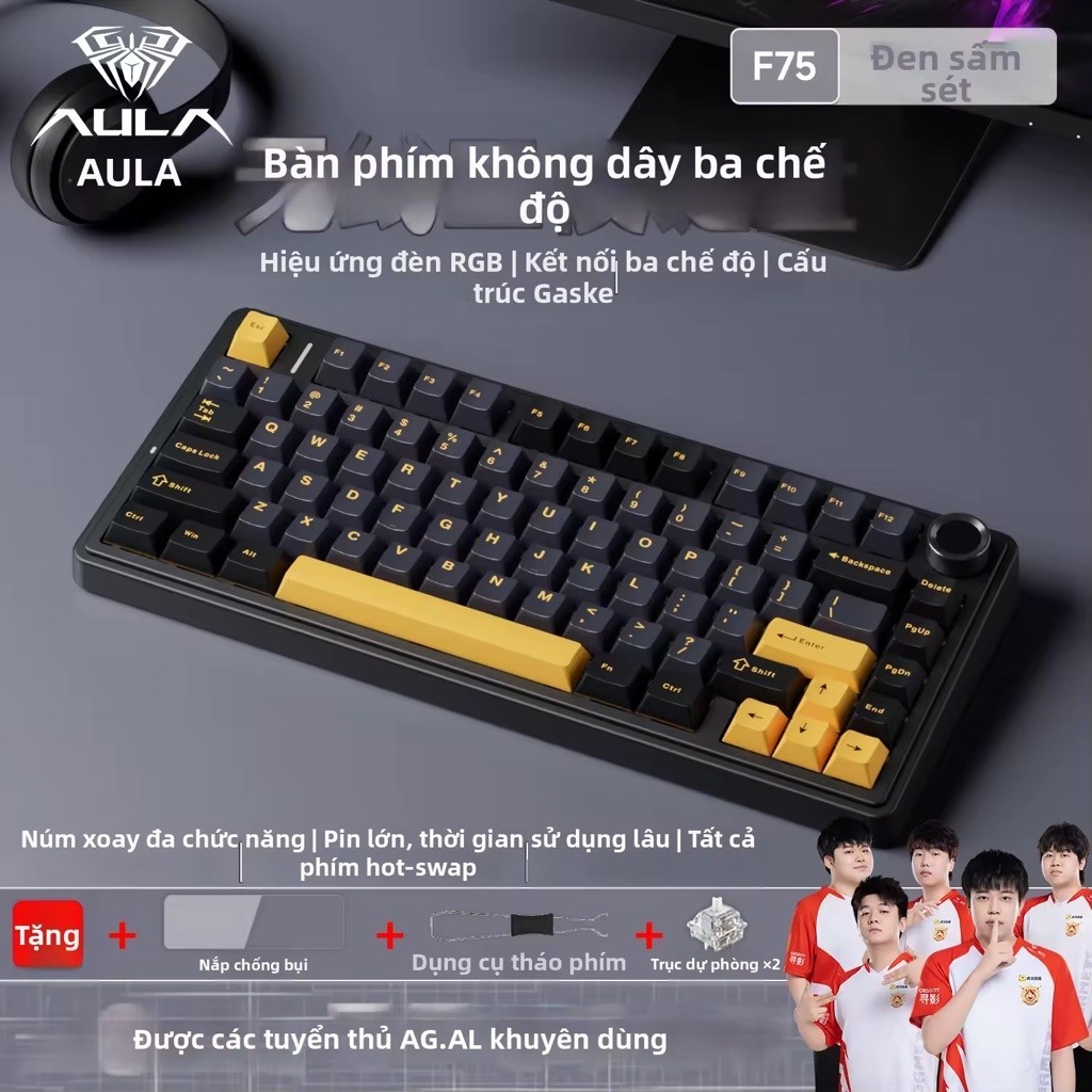 🔥 AULA F75 | Bàn Phím Cơ | 3 Mode | Hotswap 5 Pin | RGB | Pin 4000mAh | Gaming Văn Phòng | BigBuy360 - bigbuy360.vn