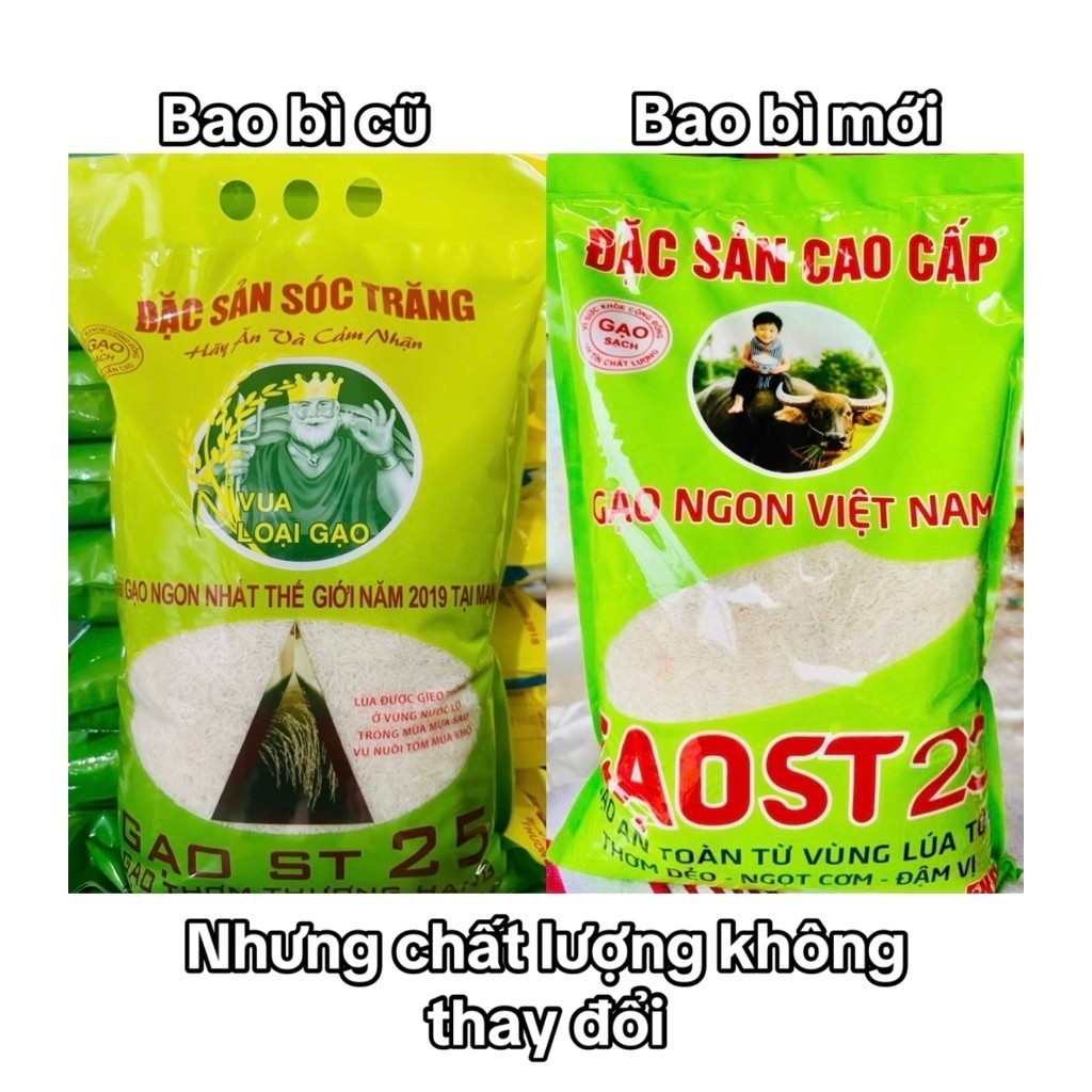Gạo ST25 Ngon Tôm Túi 5ky (Dẻo Nhiều , Thơm Cơm )