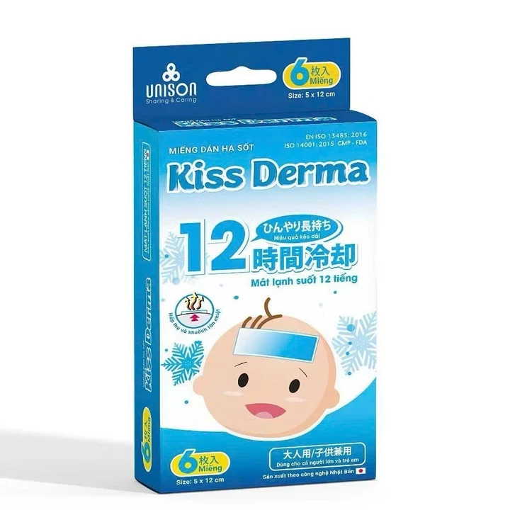 Miếng dán hạ sốt cho bé giảm đau hạ nhiệt cho người lớn Kiss Derma (Hộp 6 miếng) Fixderma Chính Hãng