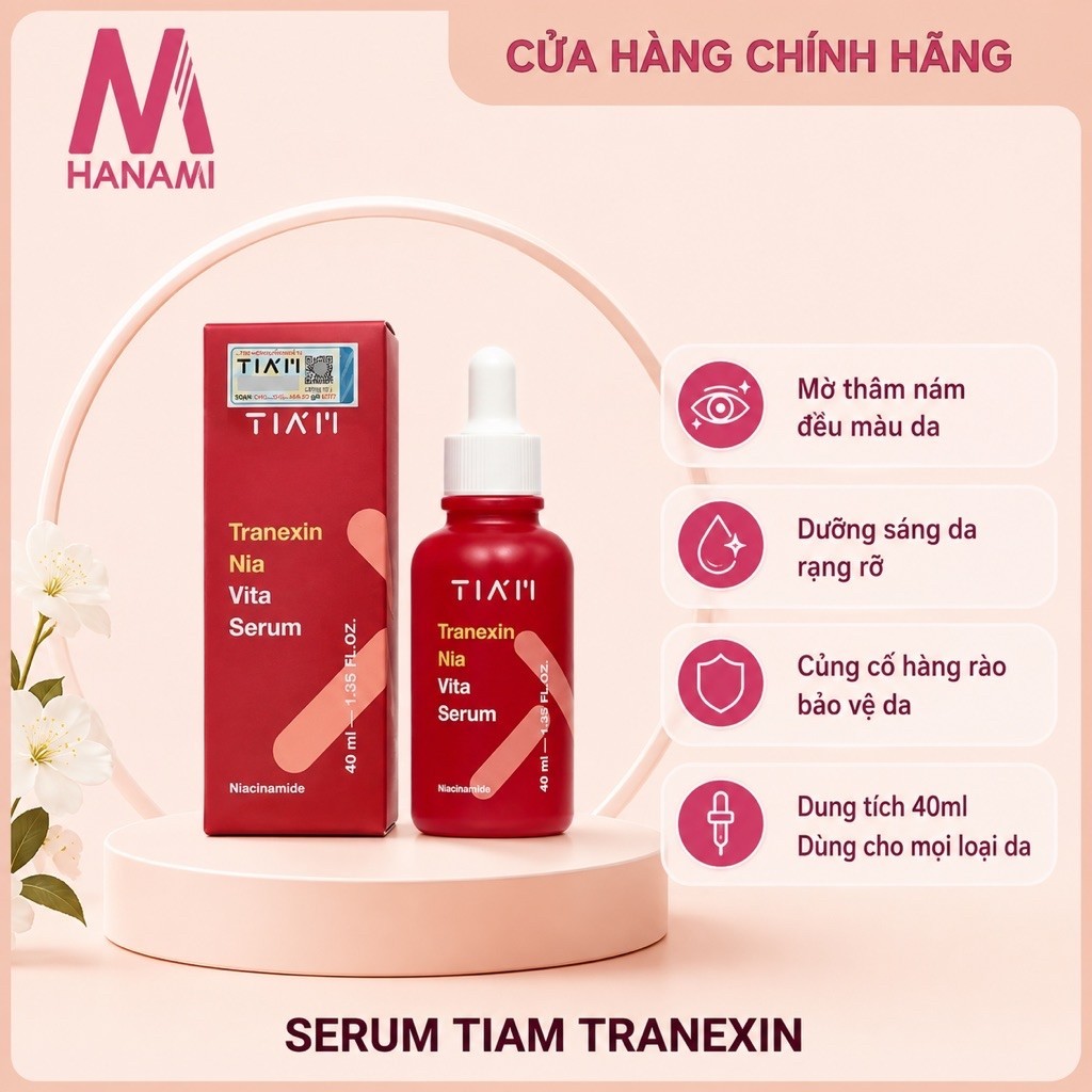 {BẢN MỚI} Tinh Chất Tia’m Đỏ Tranexin Nia Vita Serum Dưỡng Trắng, Mờ Thâm Nám Da Dầu Mụn 40ml