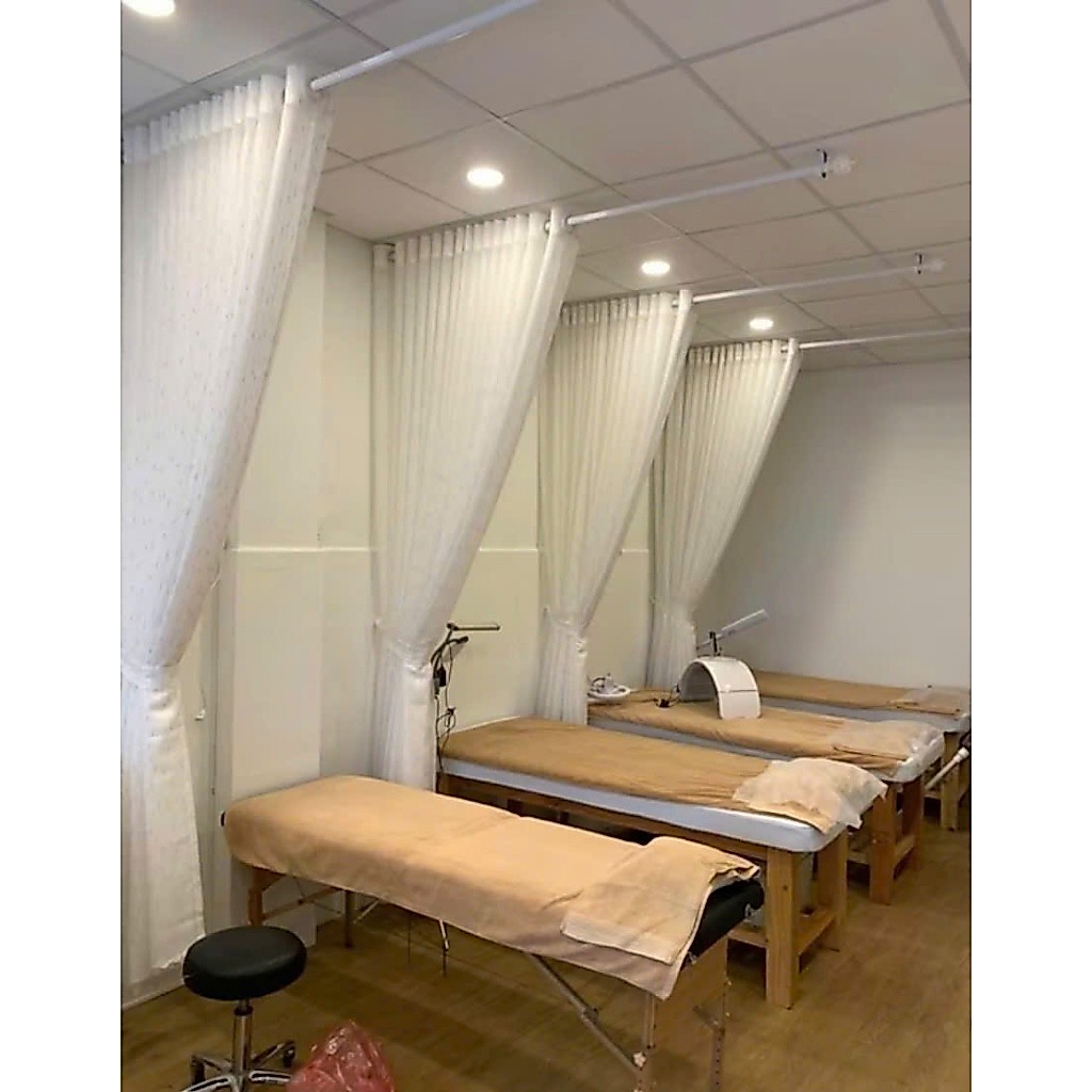 Rèm VOAN trắng lụa đính hoa văn HẠT MƯA BẠC Loại 1 vải trang trí decor phòng RÈM SPA