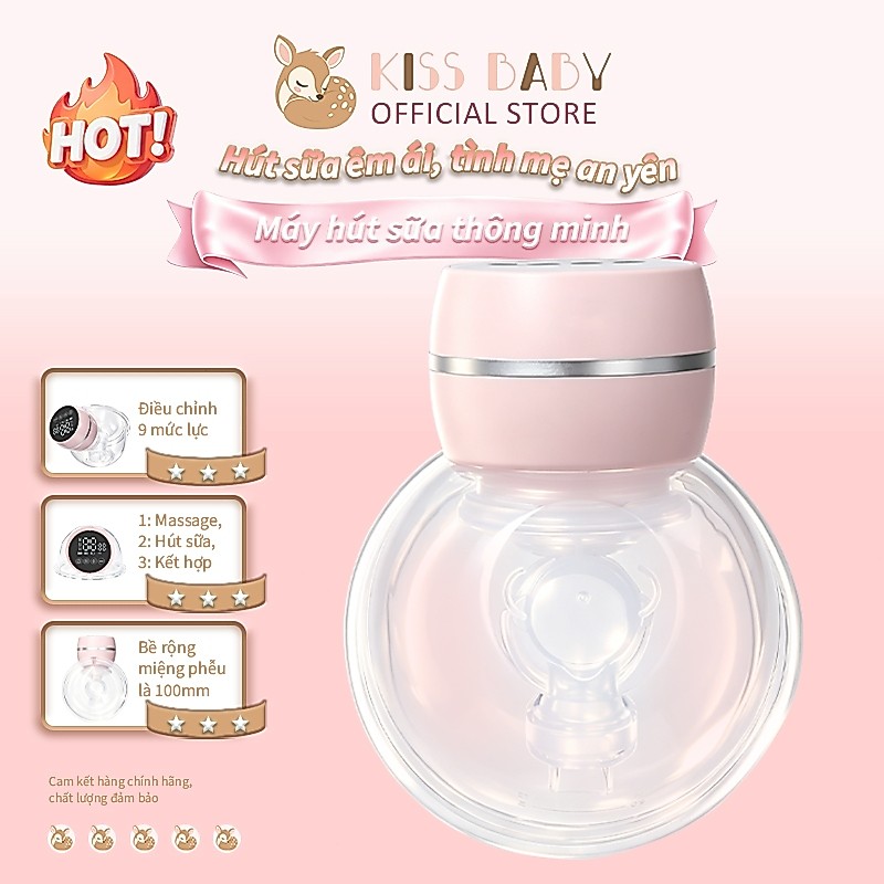 KISS BABY Máy Hút Sữa Cầm Tay Không Dây Điện Có Thể Đeo Được Chất Lượng Cao, Thích Hợp Cho Con Bú