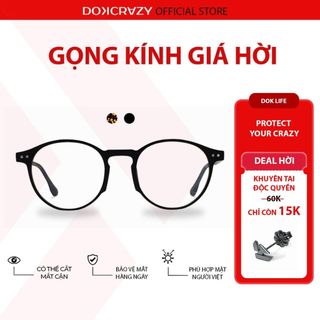 Gọng kính DOKCRAZY DANO mắt tròn nam nữ thời trang chất liệu cao cấp, nhẹ, Chống ánh sáng xanh,UV400