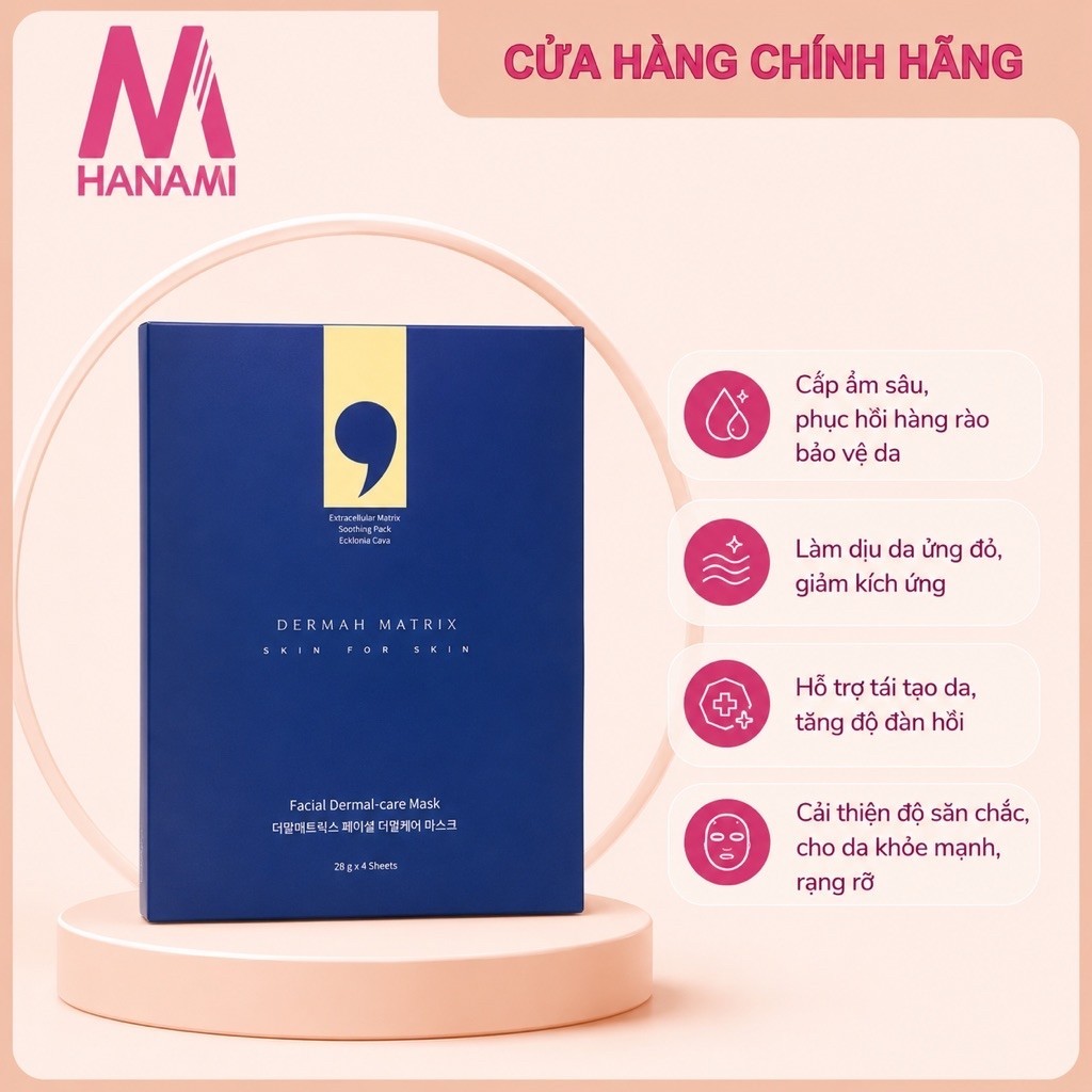 Hộp 4 Miếng Mặt nạ thạch Derm-all Matrix Mask Hàn Quốc - Dưỡng ẩm ,căng bóng da