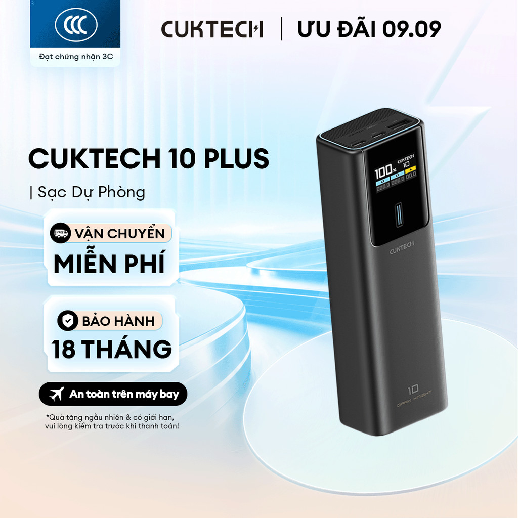 CUKTECH 10 PLUS Sạc Di Động 2C1A | Sạc Nhanh 120W Max | Dung Lượng 15.000mAh | Bảo Hành 18 Tháng PB150P | BigBuy360 - bigbuy360.vn