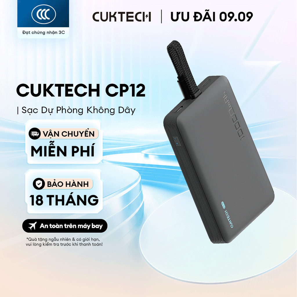 CUKTECK CP132ML Sạc Di Động Không Dây Từ Tính  | Dung Lượng 10.000mAh | Tích Hợp Cáp Type C | Bảo Hành 18 Tháng WPB100L | BigBuy360 - bigbuy360.vn