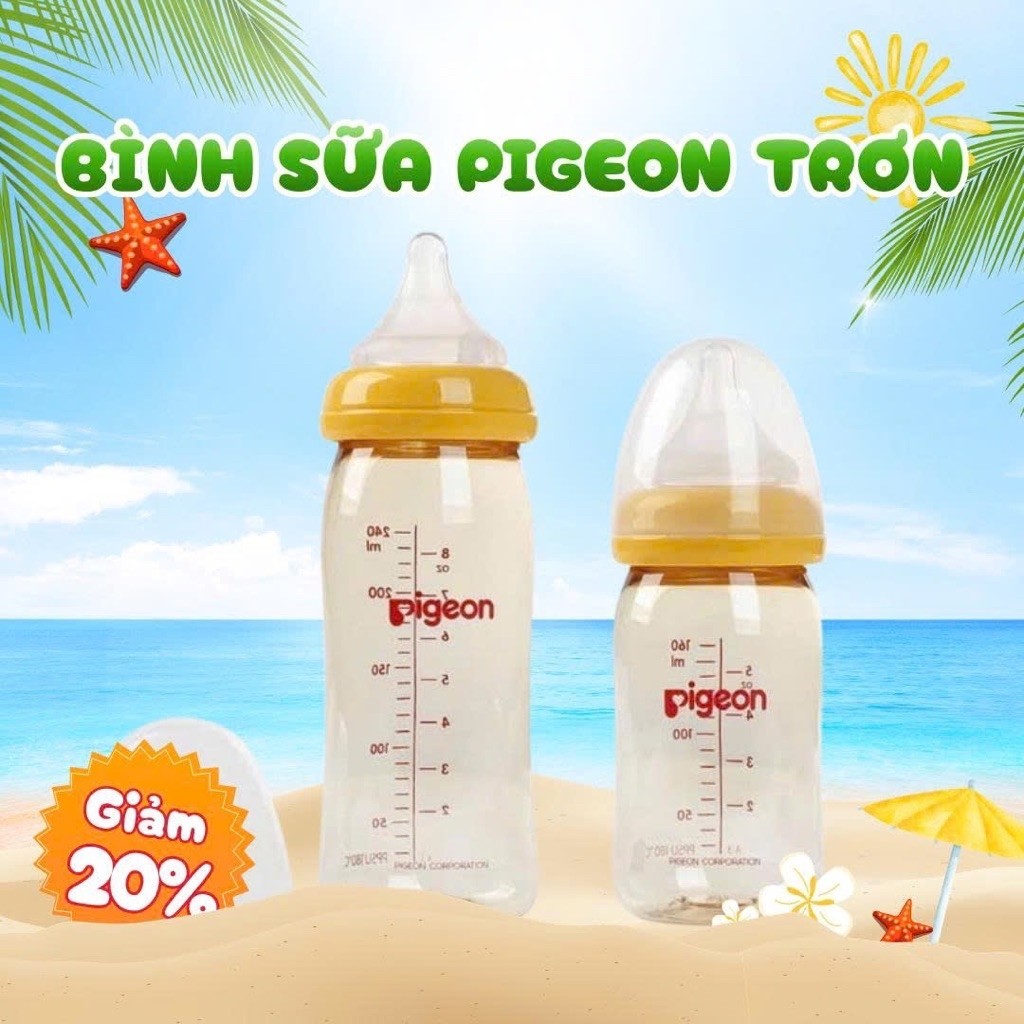 Bình sữa Pigeon Softouch (PHIÊN BẢN MỚI) cổ rộng dung tích 160ml / 240ml chất liệu PPSU an toàn cho bé thế hệ 2