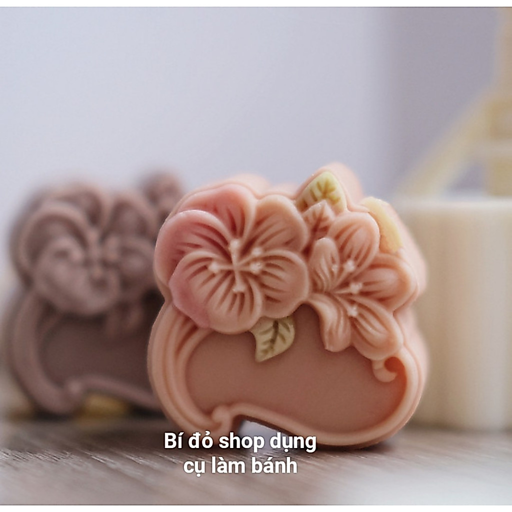 Size 75g 150g - Khuôn trung thu lò xo 2023 HOA PHONG LAN 1 mặt 1 nhấn - Bí đỏ shop dụng cụ làm bánh