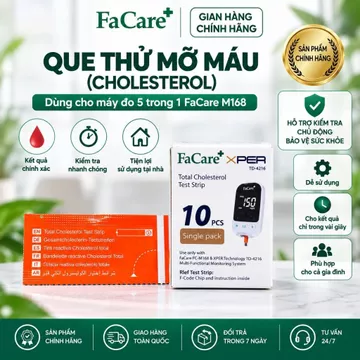 Que thử Mỡ máu Cholesterol FaCare FC - M168 (TD - 4216) - Hộp 10 que