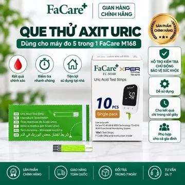 Que thử Axit Uric (gout) dành cho Máy đo đa năng Facare 5 trong 1 FC-M168 (TD-4216) - Hộp 10 que
