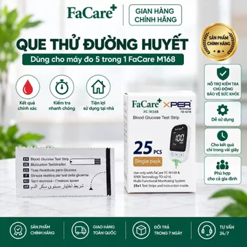 Que thử đường huyết Glucose dành cho máy đo Facare 5 trong 1 FC-M168 (TD-4216) - Hộp 25 que thử