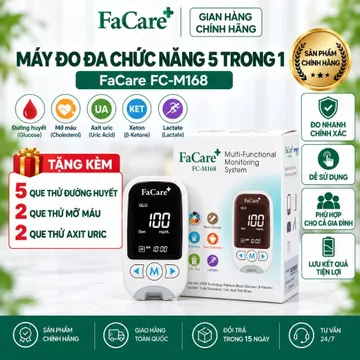 Máy đo Đường huyết, Mỡ máu, AxitUric 5 trong 1 Facare FC-M168 (TD-4216) bluetooth