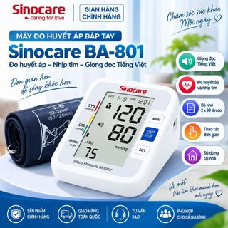 Máy Đo Huyết Áp Điện Tử Sinocare BA-801 Giọng Đọc Tiếng Việt, Đo Huyết Áp Nhịp Tim Tại Nhà