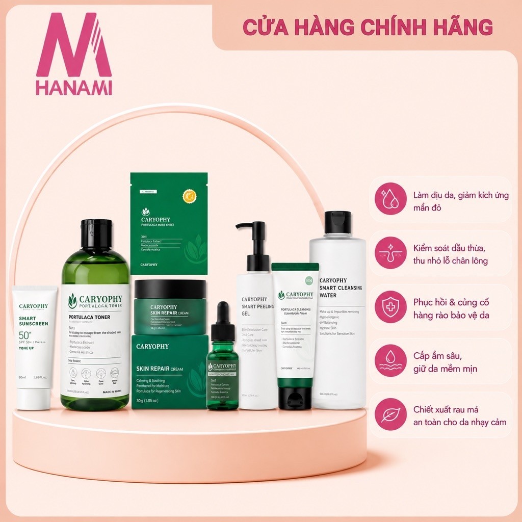 Combo Caryophy chăm sóc dành cho da nhạy cảm ( Tẩy trang, toner,serum,kem,mask,tdc,kcn,SRM)