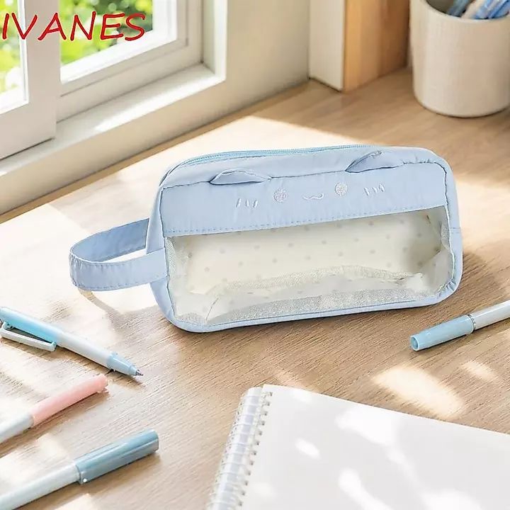 Hộp đựng bút chì mèo IVANES Y2k Dots, Túi đựng bút chì Văn phòng phẩm Túi đựng bút phong cách Hàn Quốc, Túi đựng mỹ phẩm Túi đựng văn phòng phẩm đơn giản đa chức năng Túi đựng văn phòng phẩm