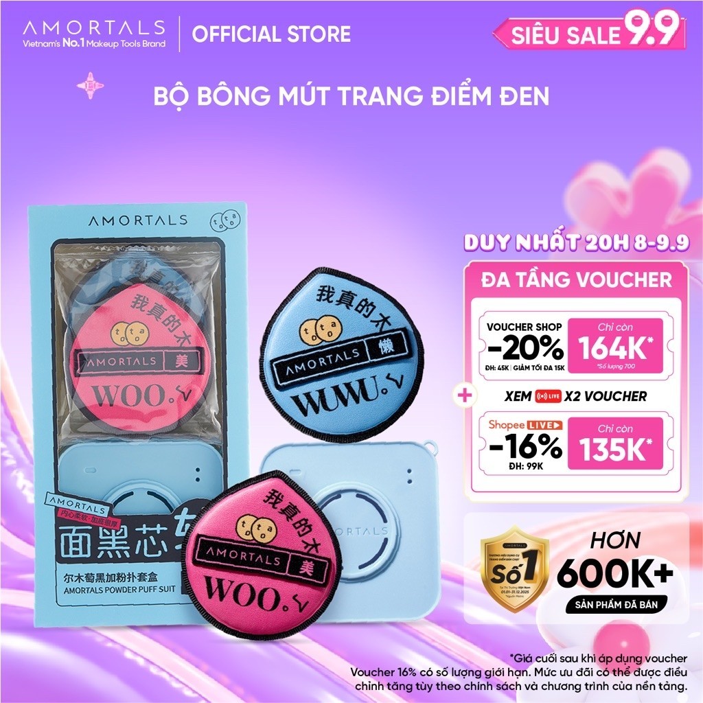 Bông Mút Trang Điểm Đen Cao Cấp Amortals, Hạn Chế Hút Nền, Mút To Và Dày, Độ Đàn Hồi Cao Giúp Lớp Nền Mịn Mướt