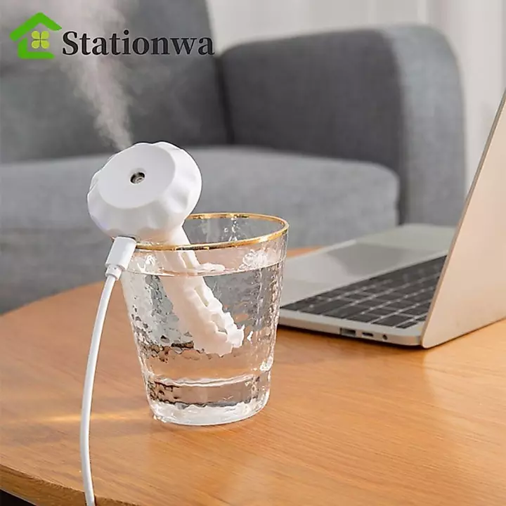 Máy tạo độ ẩm STATIONWA, Máy tạo độ ẩm phun Mini bằng nhựa cầm tay, Máy khuếch tán dầu có đèn LED Sử dụng linh hoạt Mô hình dài và ngắn Máy tạo sương thơm Anion tạo độ ẩm