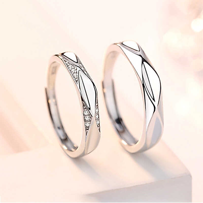 Tình Yêu Hứa Nhẫn Cặp Đôi Đơn Giản Thời Trang Ánh Sáng Sang Trọng Mở Nhẫn Nam Nữ Hình Học Kim Cương Kim Cương Kim Cương Nhẫn Cầu Hôn