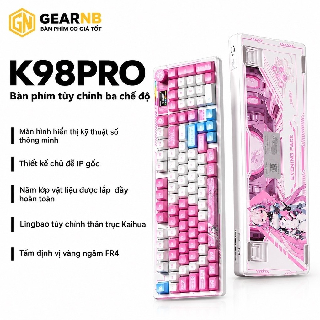 [Hoả tốc] Bàn Phím Cơ LINGBAO K98 Pro 98 Phím | 3 Mode Bluetooth/2.4G/Wired | RGB | Hotswap | Pin Lớn | Gaming Valorant | BigBuy360 - bigbuy360.vn