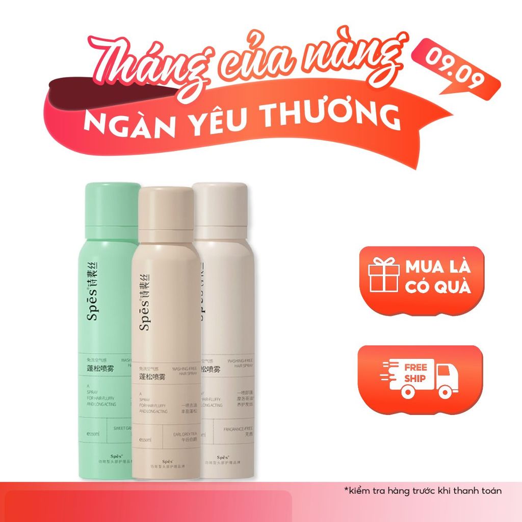 Dầu gội khô SPES dạng xịt 3 tầng hương dưỡng tóc tạo phồng cấp tốc hút dầu không bết dính giữ nếp 8h
