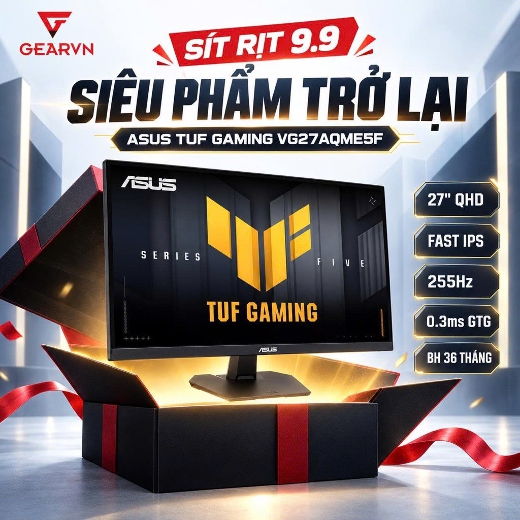Màn hình ASUS TUF GAMING VG27AQME5F 27 inch Fast IPS 2K 255Hz chuyên game có loa tích hợp BH 36 Tháng