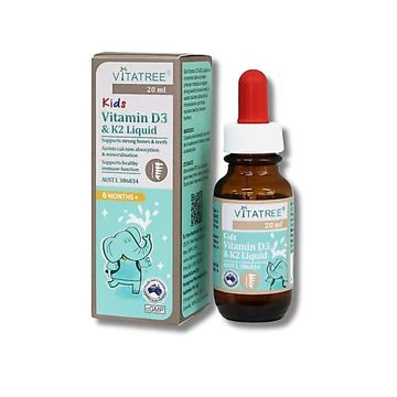 [HD 8.2027] Tinh chất D3 K2 hỗ trợ hấp thu canxi cho trẻ Vitatree Kids Vitamin D3 & K2 Liquid 20ml