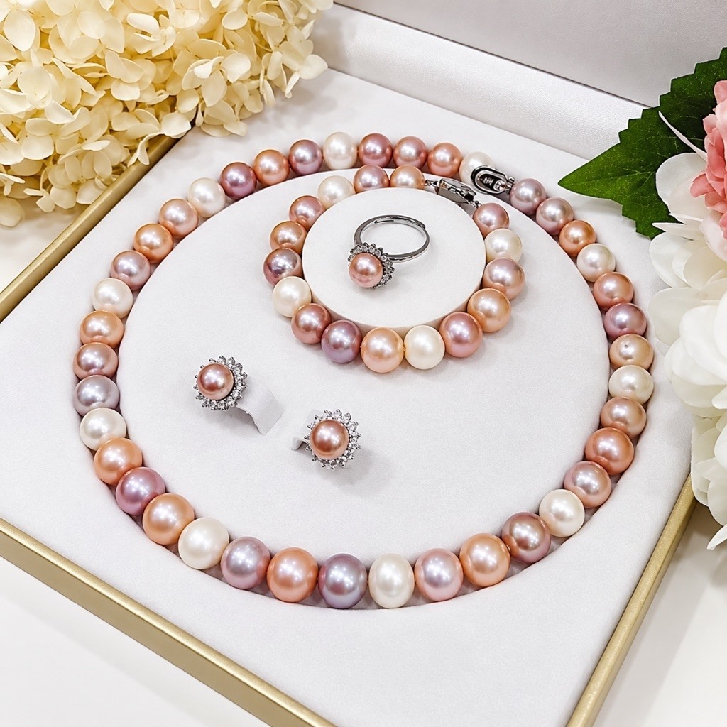 Bộ Trang Sức Ngọc Trai Tứ Quý 11-12ly Phụ Kiện Bằng Bạc 925 - NT36 - Ngọc Trai Trường Thịnh