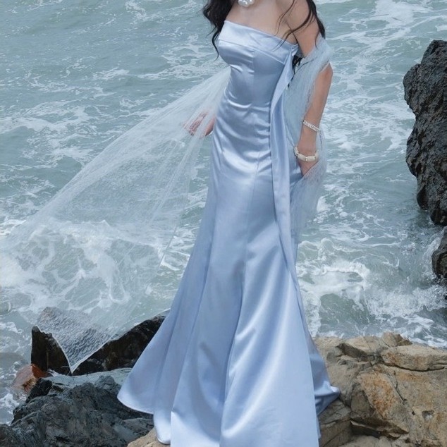 NUVOLA DRESS - ĐẦM LỤA CÚP NGỰC MAXI ĐUÔI CÁ KÈM NƠ PHÍA SAU