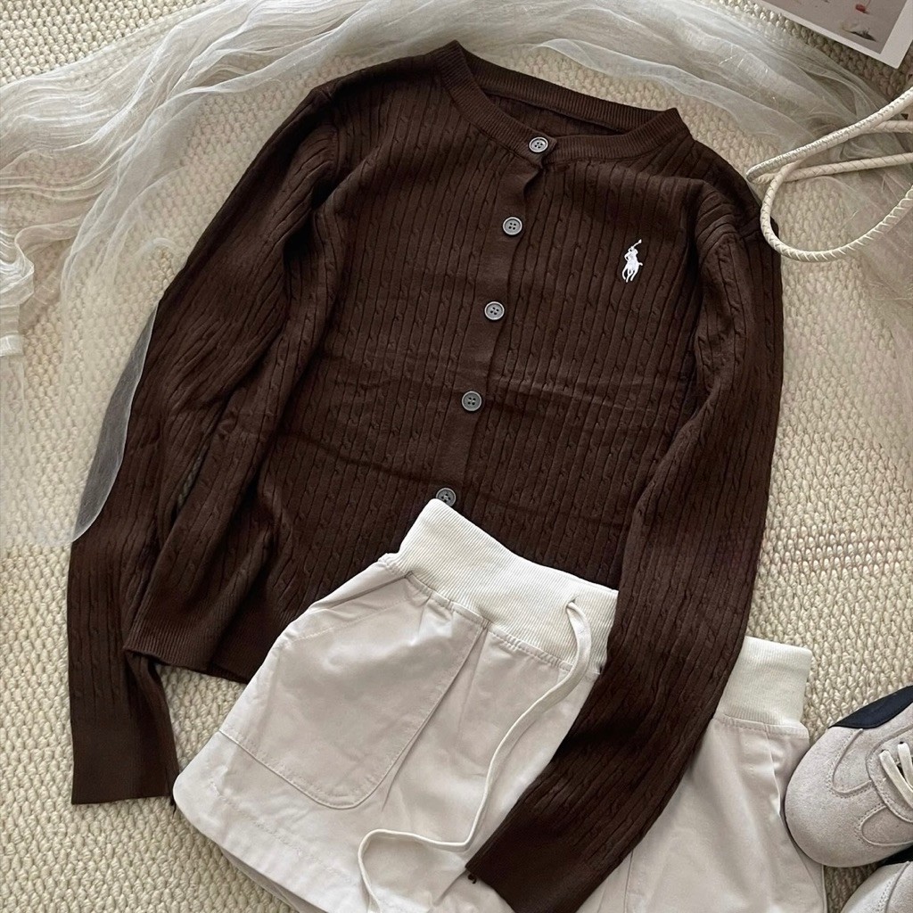 𝐬𝐭𝐮𝐝𝐢𝐨𝐛𝐲𝟐𝟓 | ÁO CARDIGAN LEN THỪNG LOGO NGỰA THÊU HÀNG QC | BigBuy360 - bigbuy360.vn