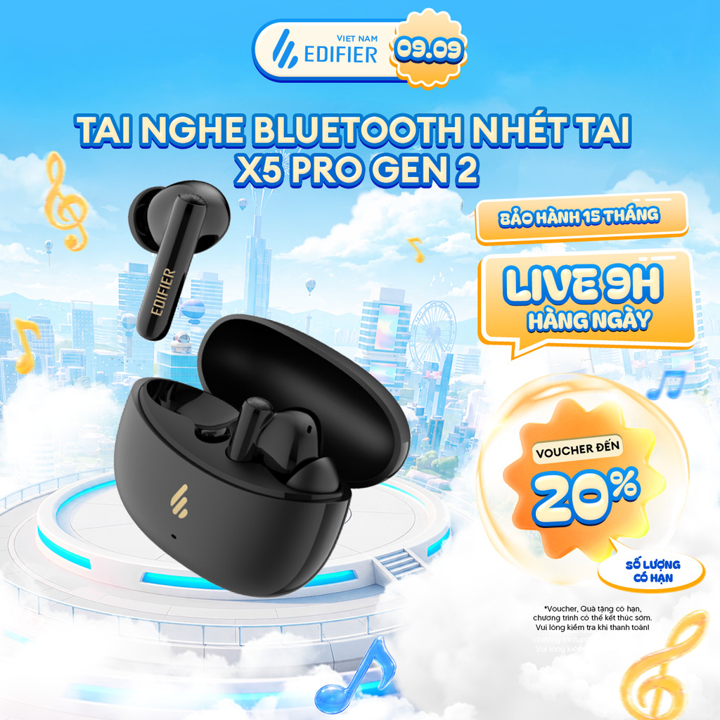 Tai Nghe Bluetooth Nhét Tai EDIFIER X5 PRO | Chống Ồn Chủ Động | Thời Gian Sử Dụng Tới 31H | Bảo Hành 15 Tháng