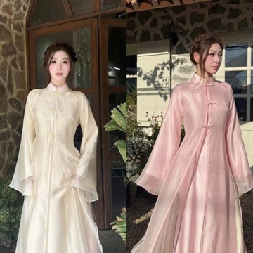 Áo Dài Cách Tân Thư Viên dáng suông 2 màu thiết kế tứ thân cao cấp cho dịp Lễ Tết; Sự Kiện sang trọn