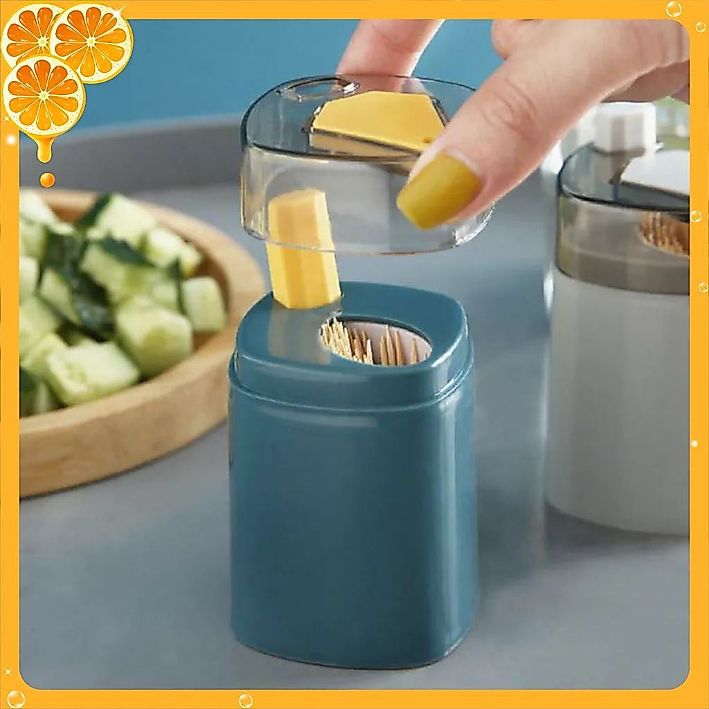 COMBO HỘP LỌ ĐỰNG TĂM XỈA RĂNG TỰ ĐỘNG BỘ ĐỒ BÀN ĂN THÔNG MINH - Hũ Tăm Nhấn Nút Lấy Tăm