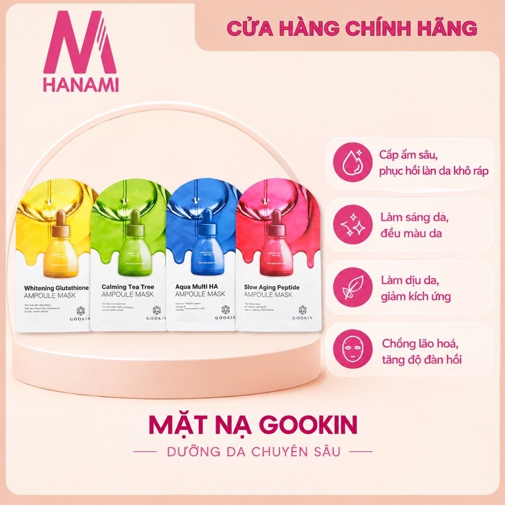 {GOOKIN}Mặt Nạ Gookin Glutathione Cấp Nước Da Khô, Phục Hồi Da Nhạy Cảm, Săn Chắc Sáng Da Đều Màu 30ml