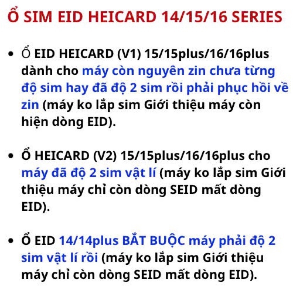 Ổ SIM EID tích hợp IC SuperMEP HEICARD/PRONEW – Dành cho 12 đến 16 Plus lock, không cần dùng SIM ghép ngoài | BigBuy360 - bigbuy360.vn
