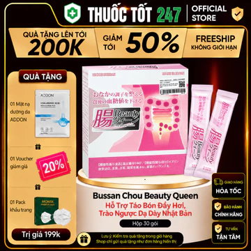 Bột Uống Men Lợi Khuẩn Nichiei Bussan Chou Beauty Queen Hỗ Trợ Táo Bón Đầy Hơi, Trào Ngược Dạ dàyNhật Bản 30 Gói TT247