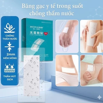 Băng gạc y tế vô trùng,dán vết thương,vết mổ, miếng dán hút dịch vô trùng sau mổ HONS
