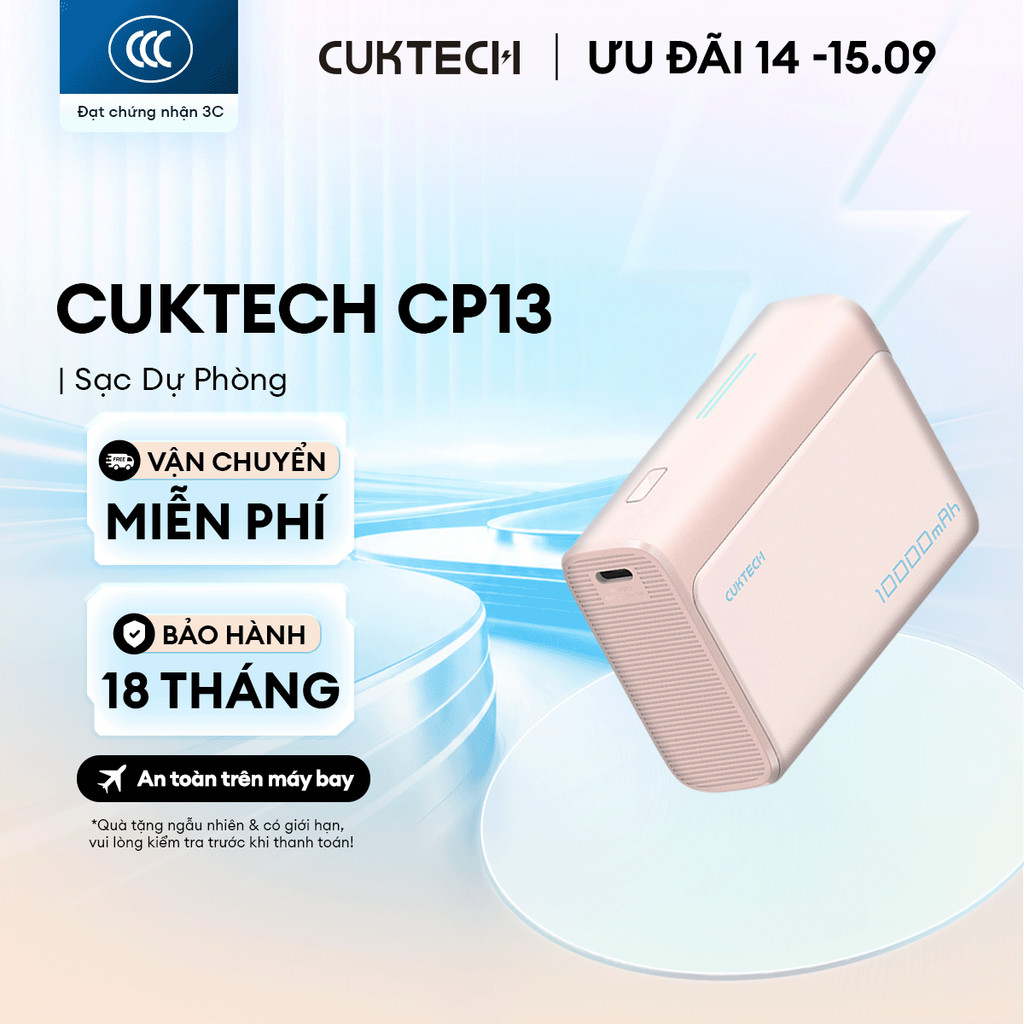 Sạc CUKTECH CP13/CP133L Kèm Cáp | Sạc Nhanh 30W Max | Dung Lượng 10.000mAh | Bảo Hành 18 Tháng LPB100 PB100S