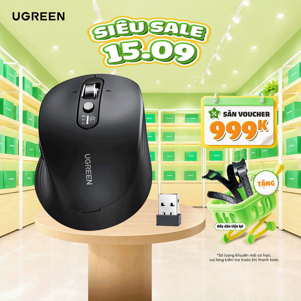 Ugreen Chuột không dây M751/M752 cuộn siêu nhanh | Bluetooth 5.4 5000DPI | Bảo hành 18 tháng 1 đổi 1 | 45792 75498B