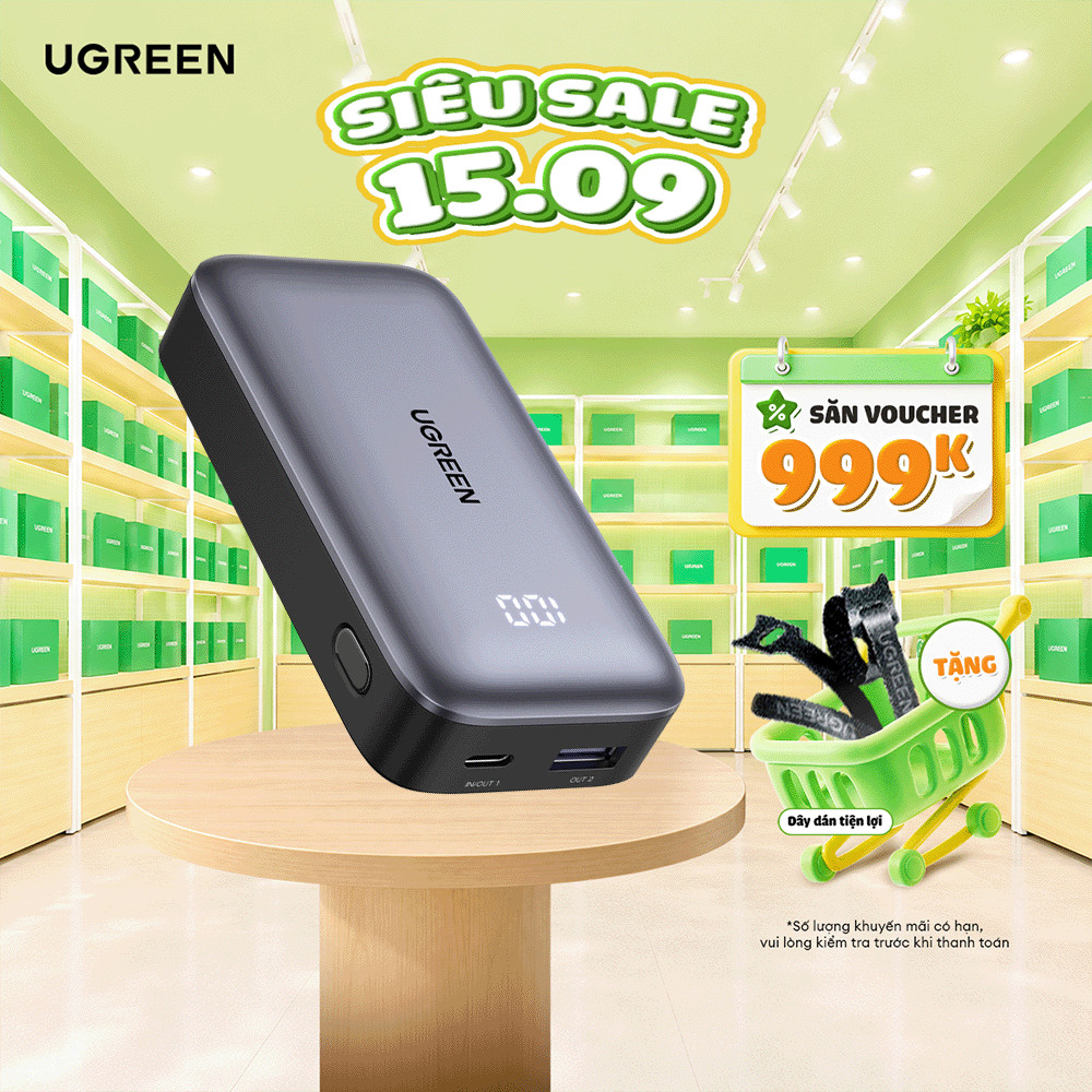 Sạc di động Ugreen PB502 20W/30W | Màn Hình LED | Bảo Hành 18 Tháng 1 Đổi 1 | 10000mAh/20000mAh | BigBuy360 - bigbuy360.vn