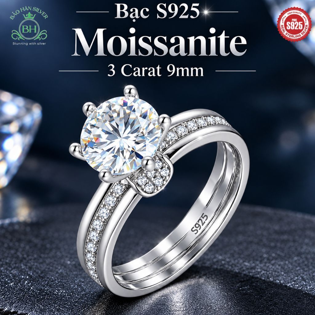 Women's 925 Silver Wedding Ring by Bảo hân Silver