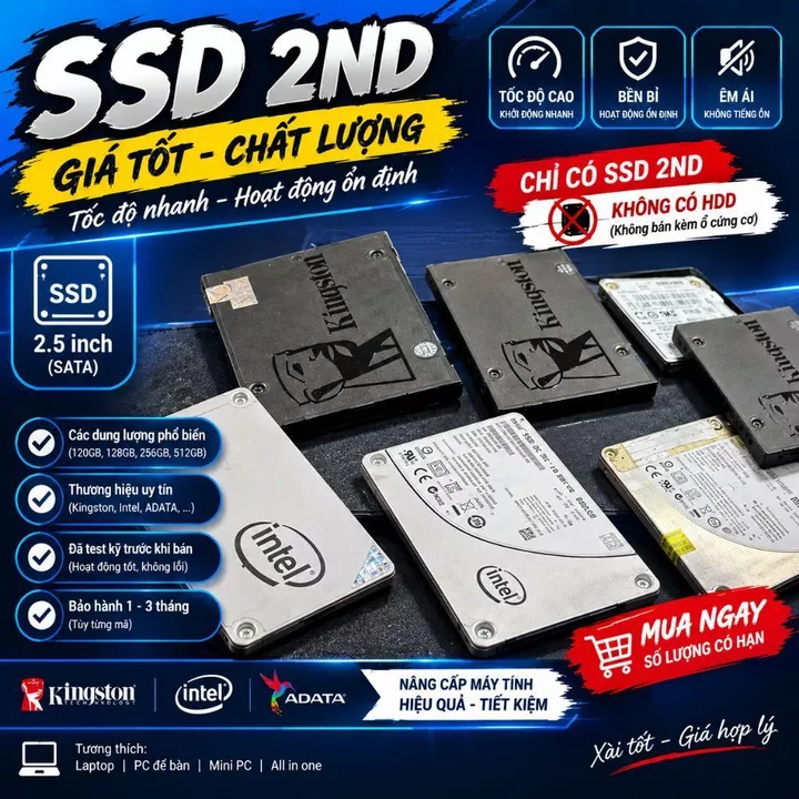 SSD SATA 128GB 256GB – Ổ cứng SSD 2.5 inch – Nâng cấp PC Laptop
