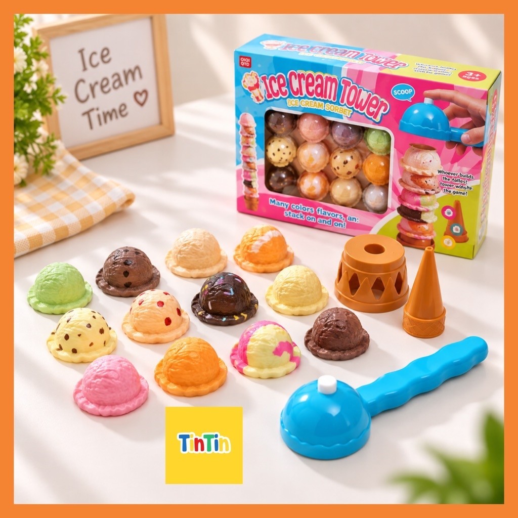 🍰Bộ đồ chơi tháp kem, bánh kem, đồ chơi thức ăn, bán kem