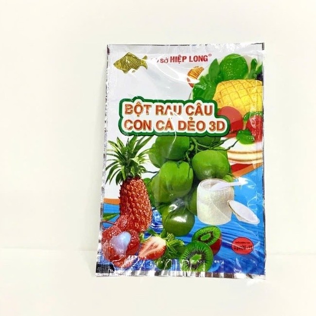 Bột Rau Câu Con Cá Dẻo 3D Hiệp Long 1 Hộp 12 Gói, Bột Rau Câu Làm Thạch Thơm Ngon