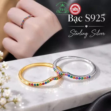 Nhẫn bạc ý bạc 925 Nhẫn bạc nữ nhẫn bạc 925 nữ nhẫn bạc Ý cao cấp đính đá Cubic Zirconia 5A Bảo Hân Silver BH0162S