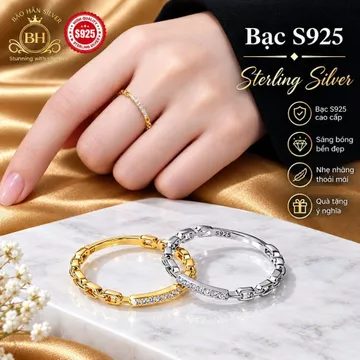 Nhẫn bạc ý bạc 925 Nhẫn bạc nữ nhẫn bạc 925 nữ nhẫn bạc Ý cao cấp đính đá Cubic Zirconia 5A Bảo Hân Silver BH0045S