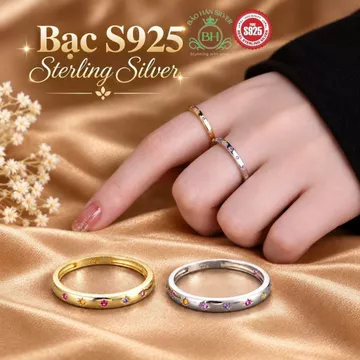 Nhẫn bạc ý bạc 925 Nhẫn bạc nữ nhẫn bạc 925 nữ nhẫn bạc Ý cao cấp đính đá Cubic Zirconia 5A Bảo Hân Silver BH0152S