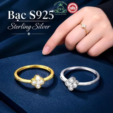 Nhẫn bạc ý bạc 925 Nhẫn bạc nữ nhẫn bạc 925 nữ nhẫn bạc Ý cao cấp đính đá Cubic Zirconia 5A Bảo Hân Silver BH0158S