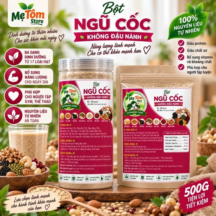Bột Ngũ Cốc Dinh Dưỡng Không Đậu Nành làm từ Hạt Dinh Dưỡng và Đậu