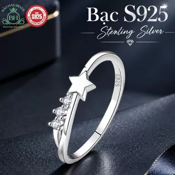 (Ảnh thật)Nhẫn bạc ý bạc 925 Nhẫn bạc nữ bạc 925 nữ nhẫn bạc Ý cao cấp đính đá Cubic Zirconia 5A Bảo Hân Silver BH0119S