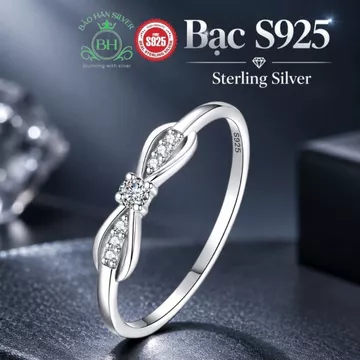 (Ảnh thật)Nhẫn bạc ý bạc 925 Nhẫn bạc nữ bạc 925 nữ nhẫn bạc Ý Cao cấp đính đá Cubic Zirconia 5A Bảo Hân Silver BH0067S